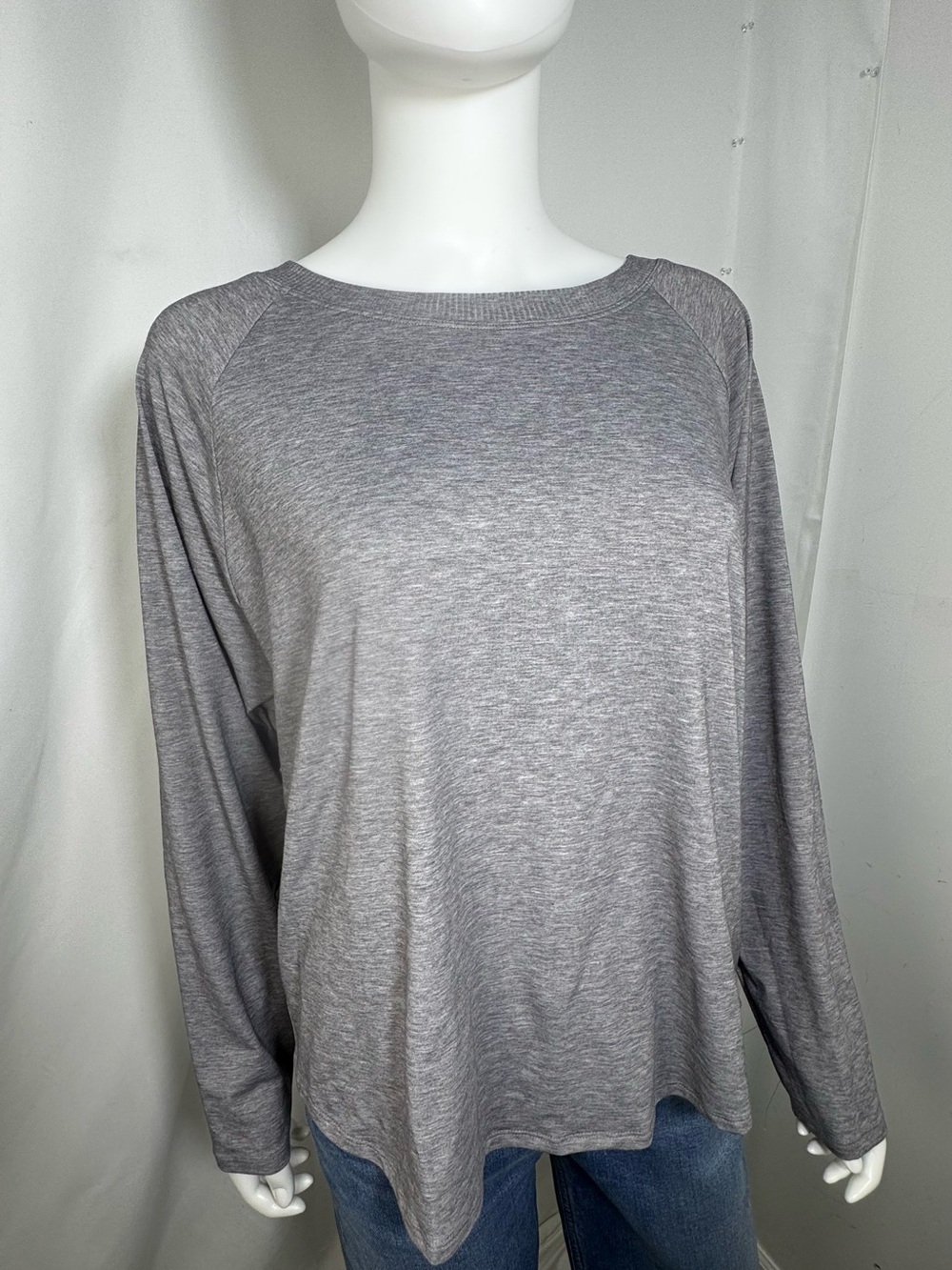 Athleta Topanga Long Sleeve Mesh Top Heather Gray XL EUC